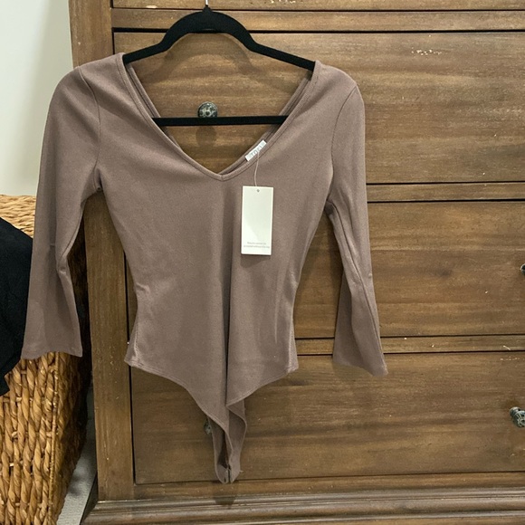 Tobi taupe/dark beige almost brown bodysuit - Picture 1 of 4